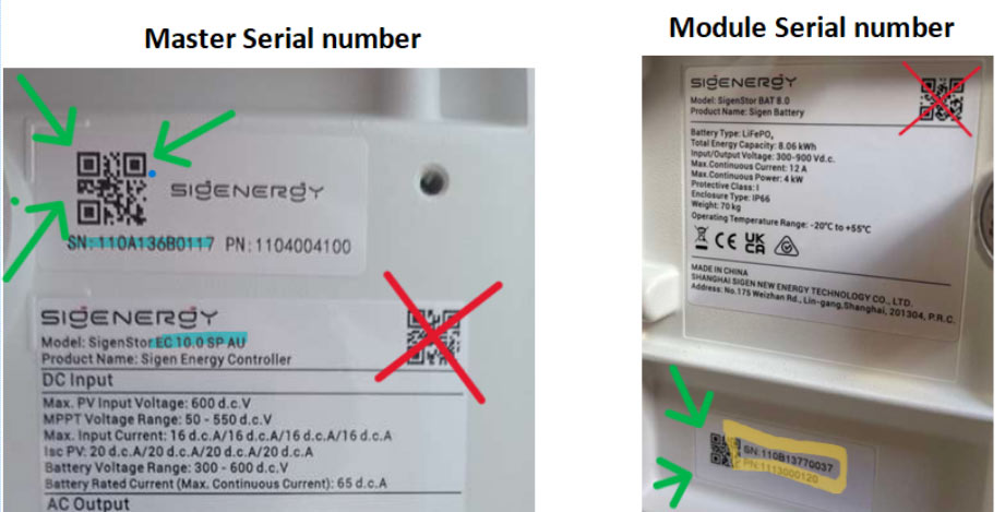 Which Sigen serials to scan